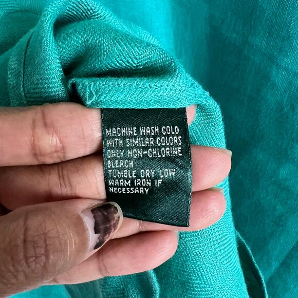 Lauren Ralph Lauren Linen Button Up Chic Resort Blouse Green Women's Size Medium - Picture 7 of 7